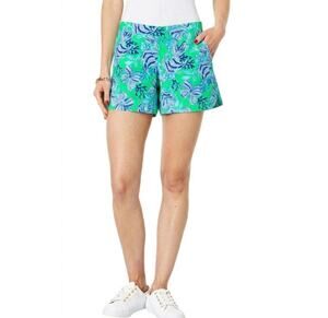 Lilly Pulitzer Ocean View Shorts Cabana Green Floral Keepin It Reel Sz XS Preppy